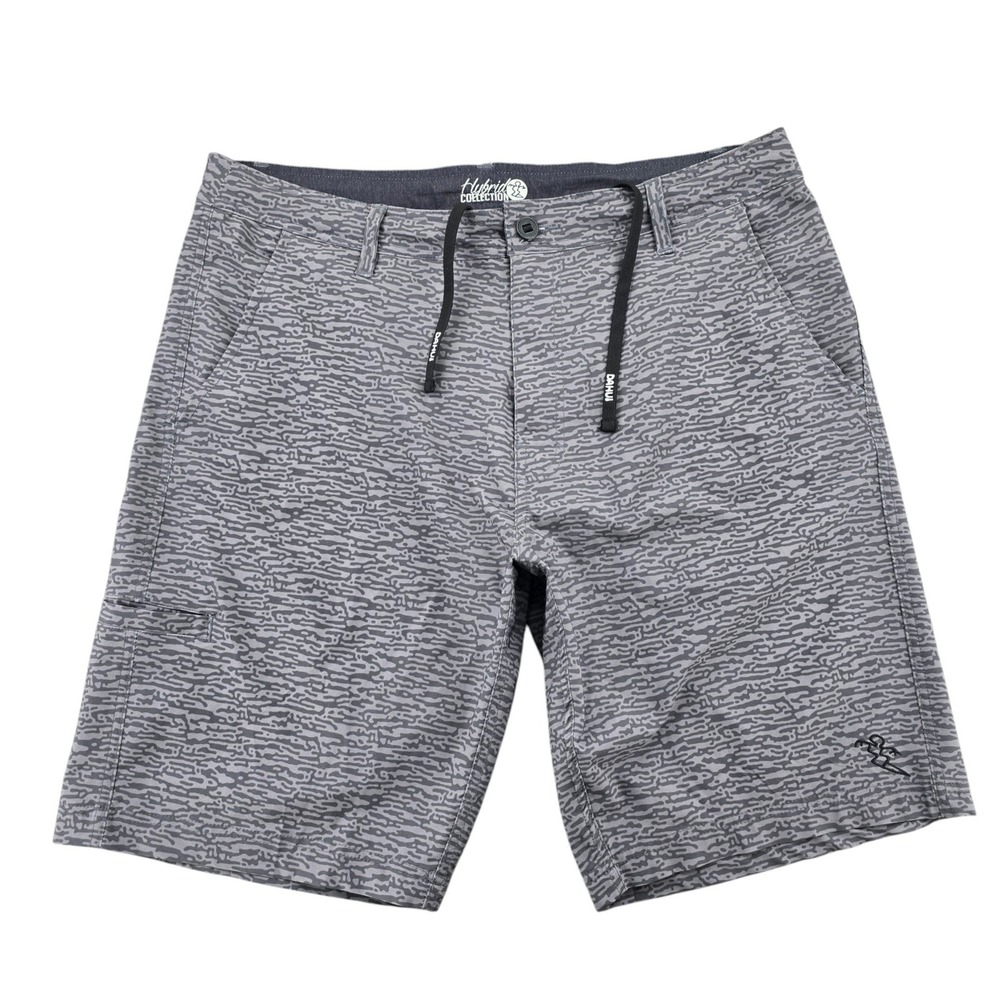 Dahui Hybrid Shorts Mens 34 Grey Abstract Ripple Board Shorts Polyester Spandex